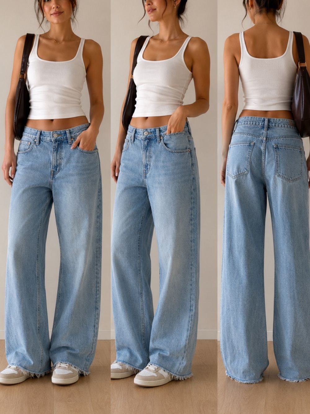 Wide Leg Light Blue Women's Jeans - Classic Baggy Low-Rise